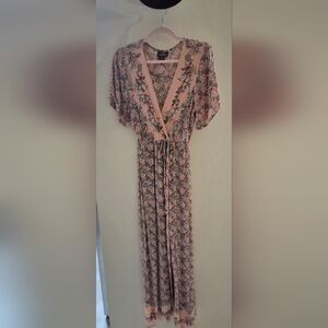 Angie Peach Floral Wrap Dress